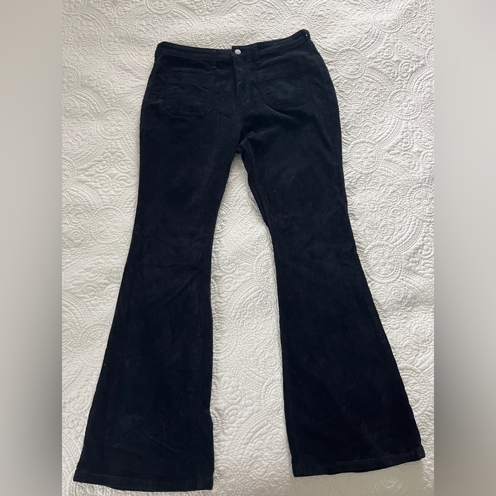 Women's Anthropology Pilcro Black Corduroy Flared Pants
